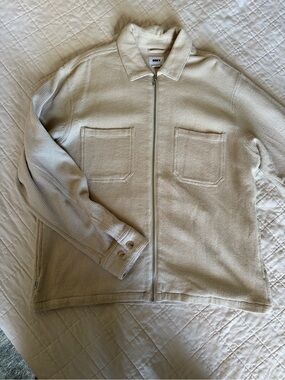Obey Men’s Cream Waffle Knit Zip Shirt Jacket